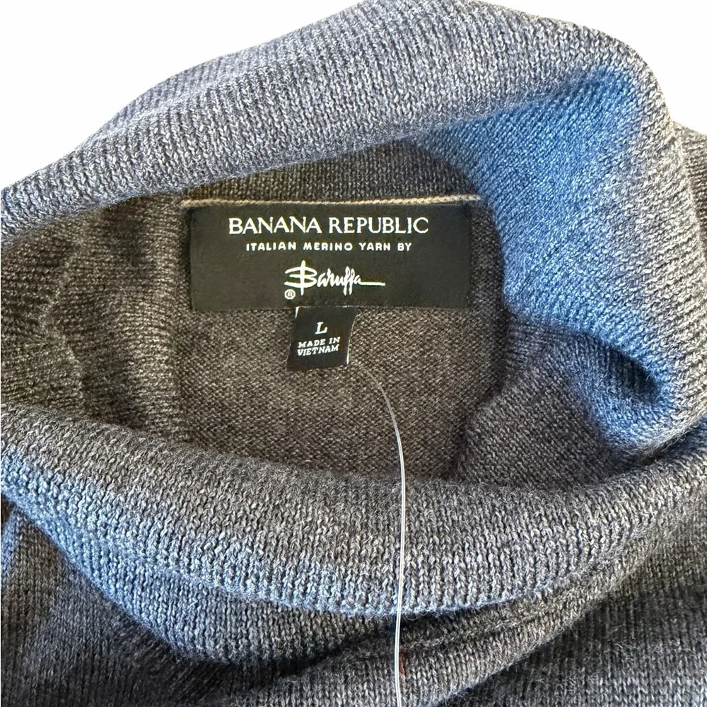 Banana Republic‎ Merino Wool Turtleneck Sweater Gray Italian Yarn NWT Size L